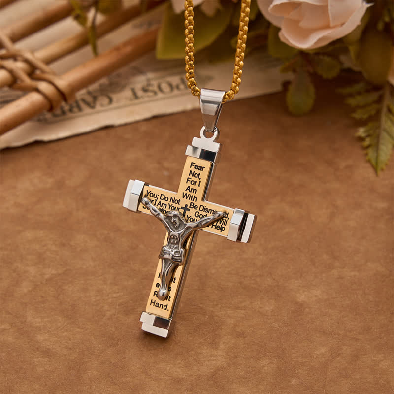 FREE Today: 3D Sculpted Stainless Crucifix Necklace: Symbol of Timeless Divine Promise - Golden - Box Chain - image 3