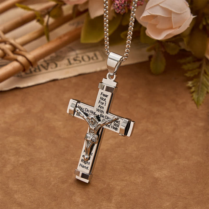 FREE Today: 3D Sculpted Stainless Crucifix Necklace: Symbol of Timeless Divine Promise - Silver - Box Chain - image 2