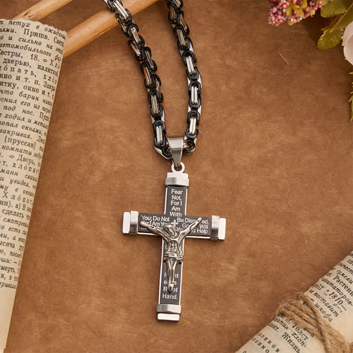 Christianartworkshop 3D Sculpted Stainless Crucifix Necklace: Symbol of Timeless Divine Promise - Black - King Chain - image 1