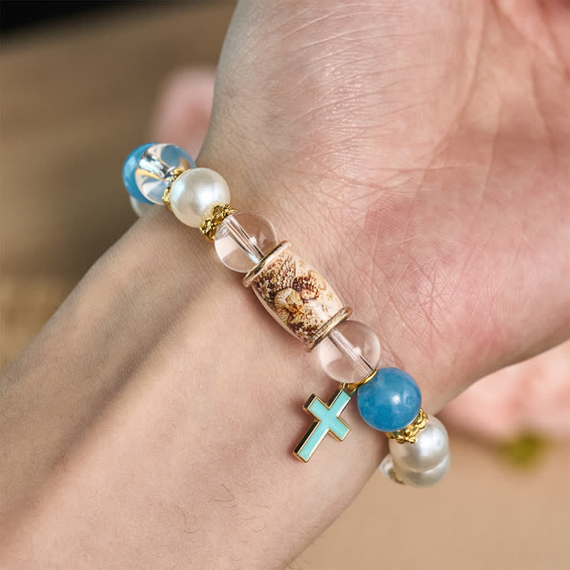 Christianartworkshop Holy Icon Printed Alloy Charm Bead Bracelet: Bearer of Uplifting Sacred Serenity - image 17