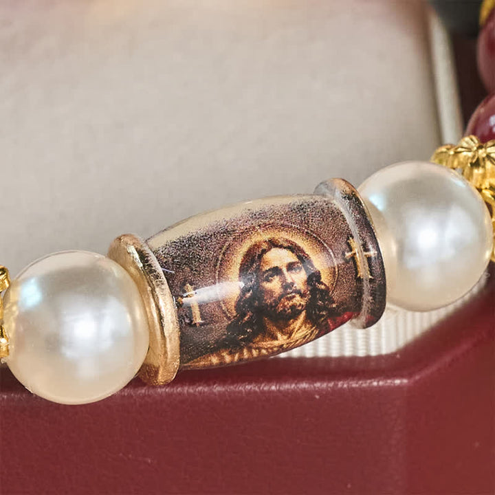 Christianartworkshop Holy Icon Printed Alloy Charm Bead Bracelet: Bearer of Uplifting Sacred Serenity - image 4