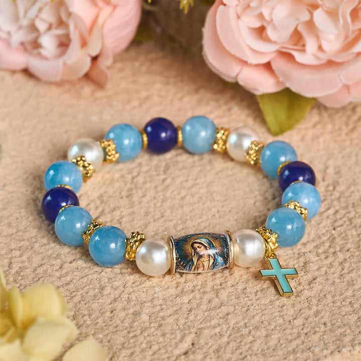 Christianartworkshop Holy Icon Printed Alloy Charm Bead Bracelet: Bearer of Uplifting Sacred Serenity - Our Lady - image 6