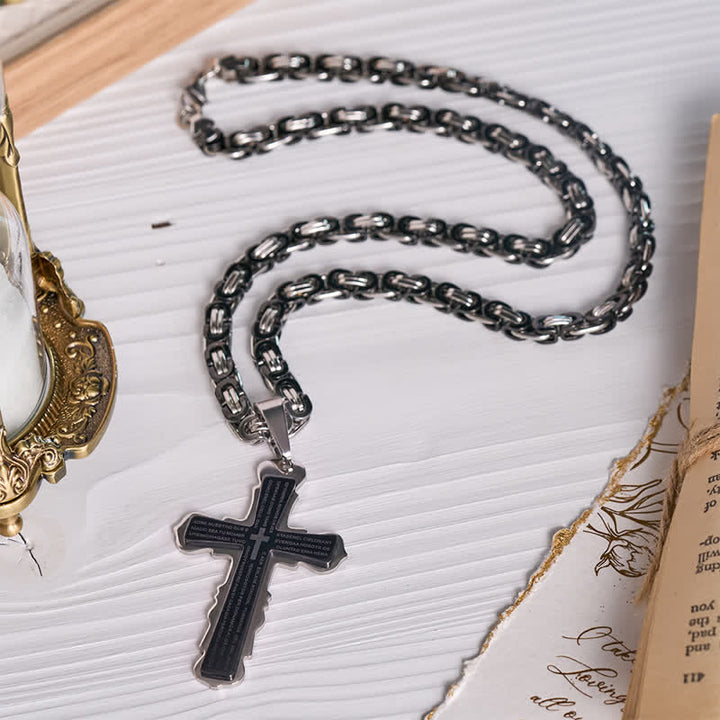 Christianartworkshop Dual‑Link Choice Spanish Verse Cross Necklace: Symbol of Gentle Celestial Shelter - image 0