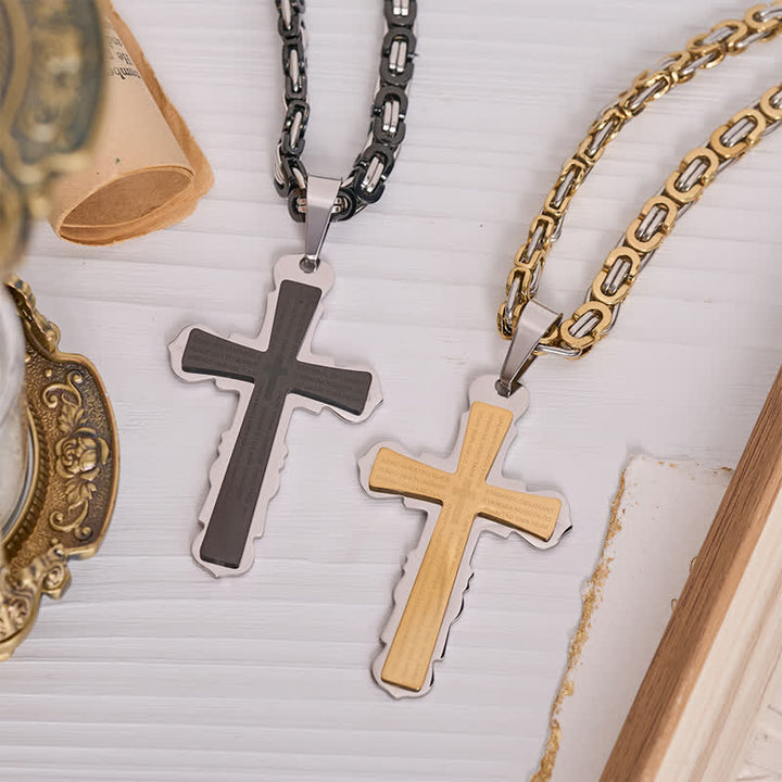 Christianartworkshop Dual‑Link Choice Spanish Verse Cross Necklace: Symbol of Gentle Celestial Shelter - image 0