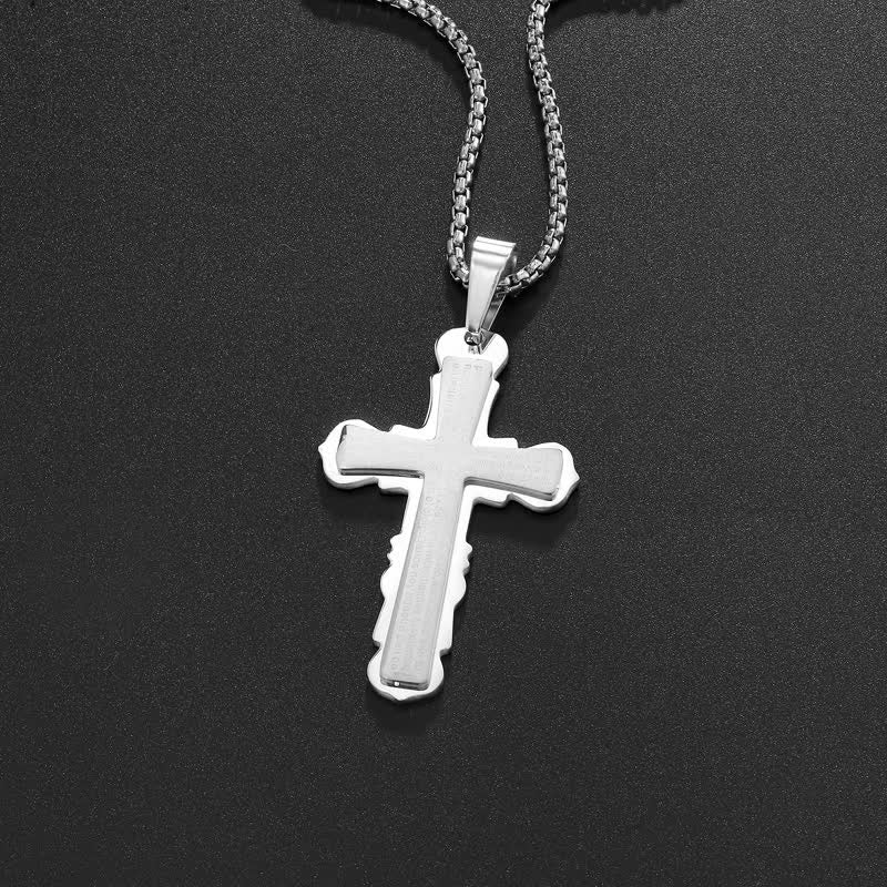 FREE Today: Dual‑Link Choice Spanish Verse Cross Necklace: Symbol of Gentle Celestial Shelter - Silver - Pearl link chain - image 7