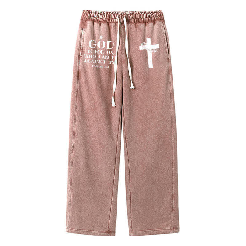 Christianartworkshop Walk By Faith Cross Graphic Vintage Washed Sweatpants - Brown - 2XL - image 0