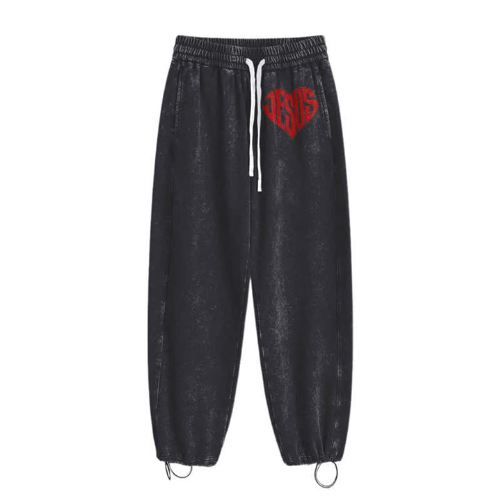 Christianartworkshop Jesus Heart Relaxed Fit Washed Sweatpants - image 10
