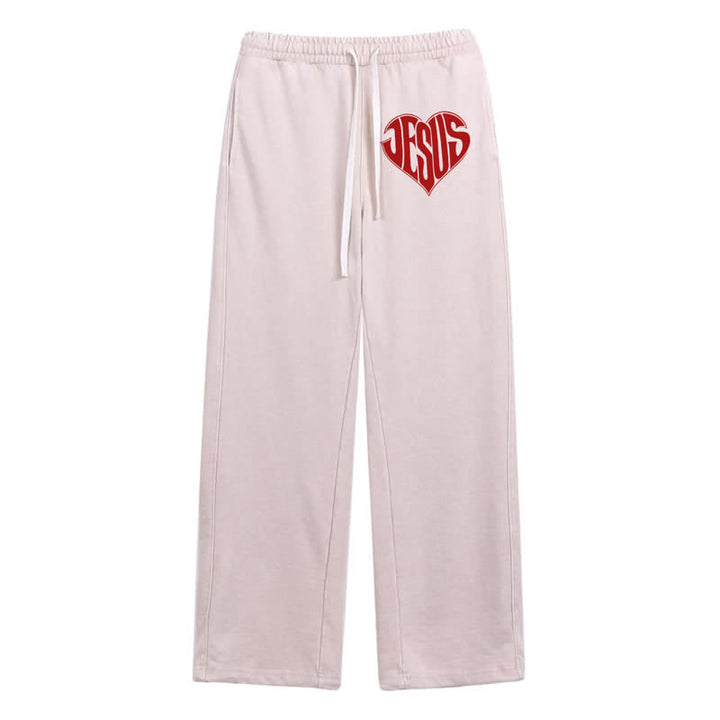 Christianartworkshop Jesus Heart Relaxed Fit Washed Sweatpants - Beige - 2XL - image 16