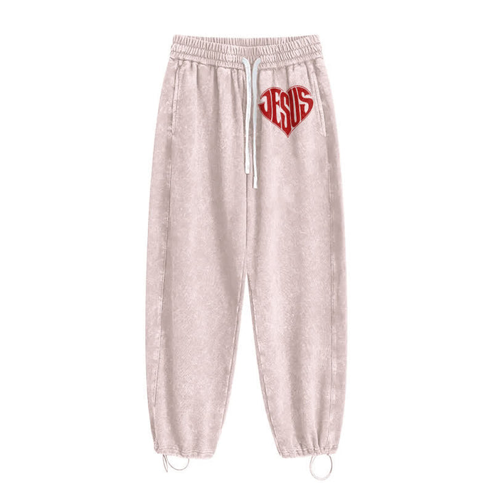Christianartworkshop Jesus Heart Relaxed Fit Washed Sweatpants - image 18