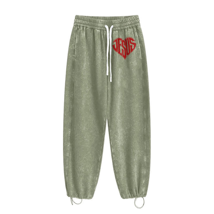 Christianartworkshop Jesus Heart Relaxed Fit Washed Sweatpants - image 26