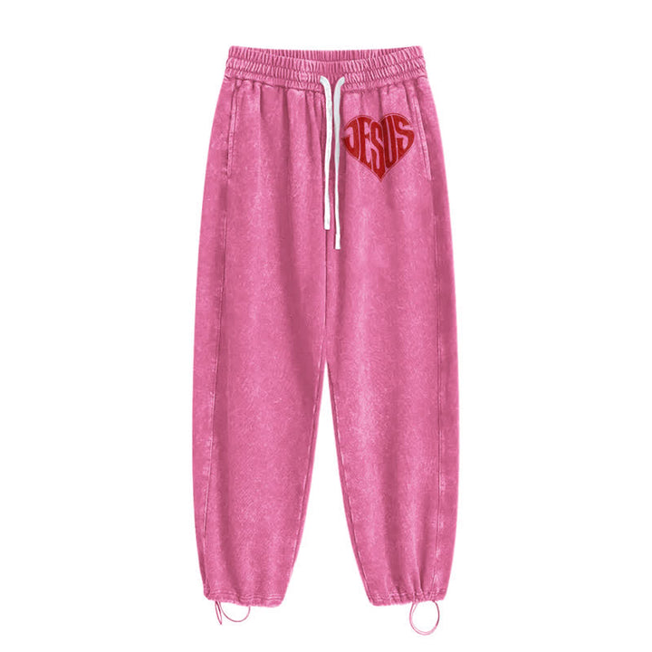 Christianartworkshop Jesus Heart Relaxed Fit Washed Sweatpants - image 42