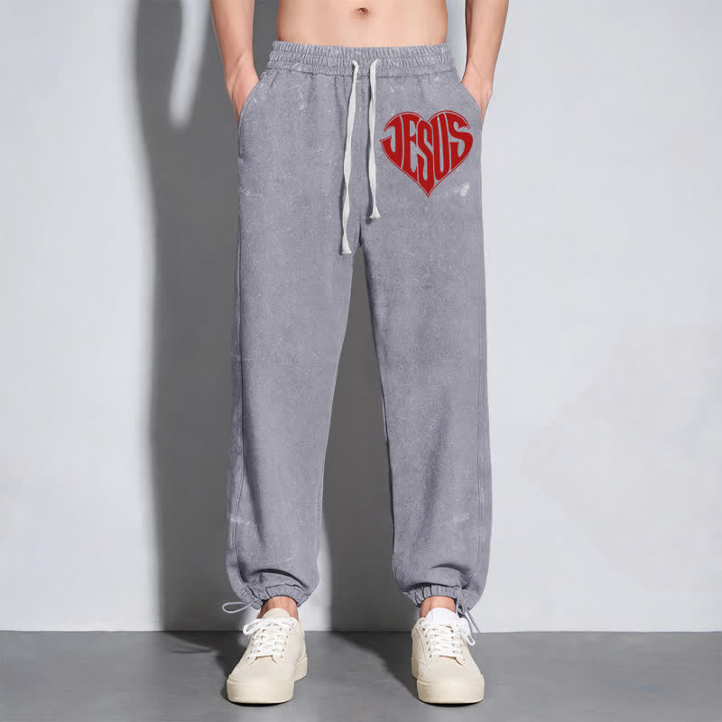 Christianartworkshop Jesus Heart Relaxed Fit Washed Sweatpants - image 6