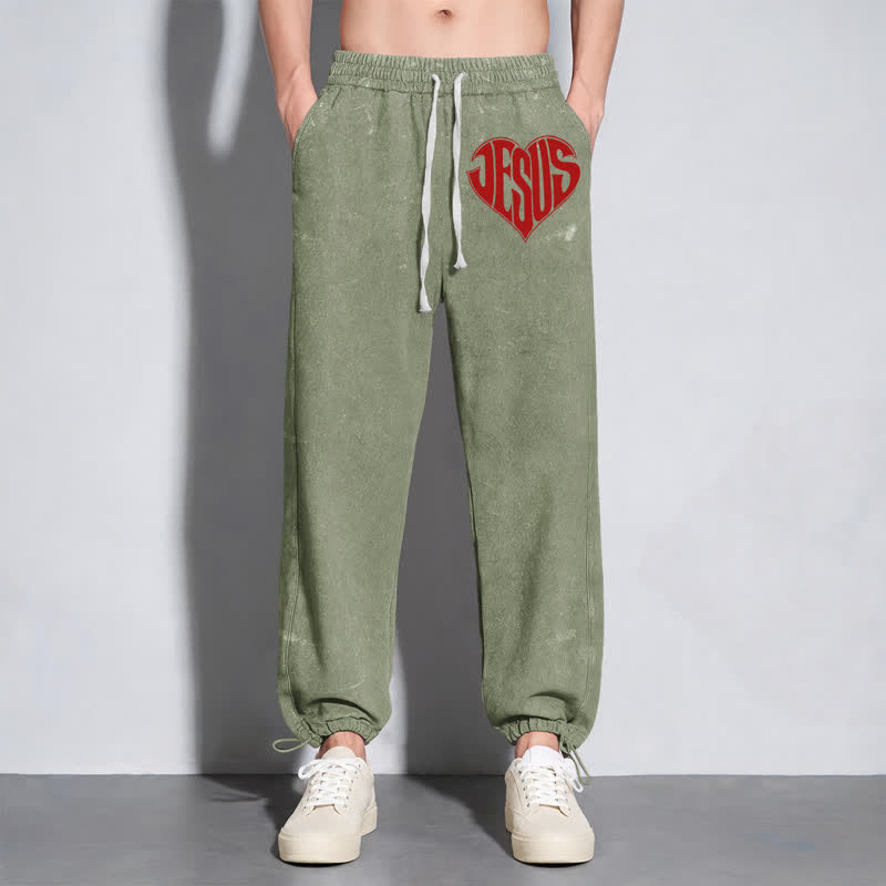 Christianartworkshop Jesus Heart Relaxed Fit Washed Sweatpants - image 30