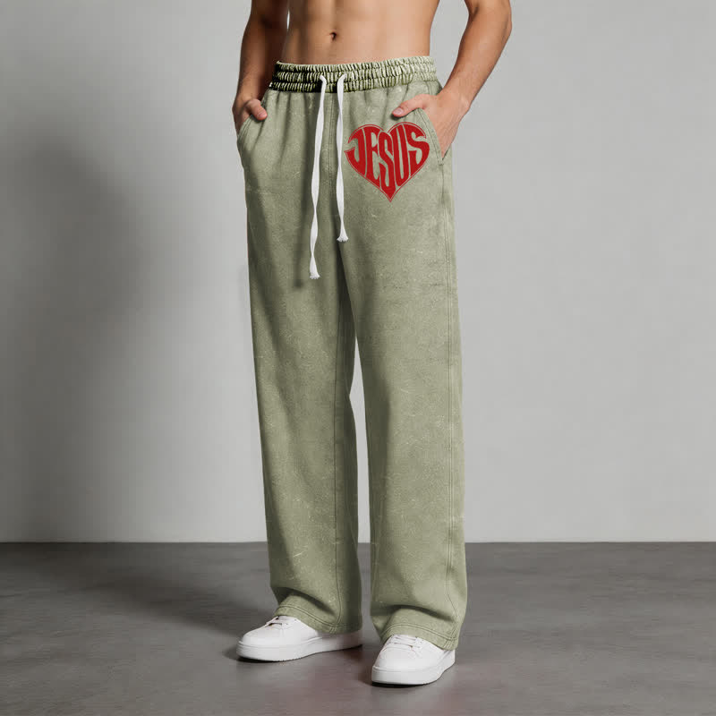 Christianartworkshop Jesus Heart Relaxed Fit Washed Sweatpants - image 28