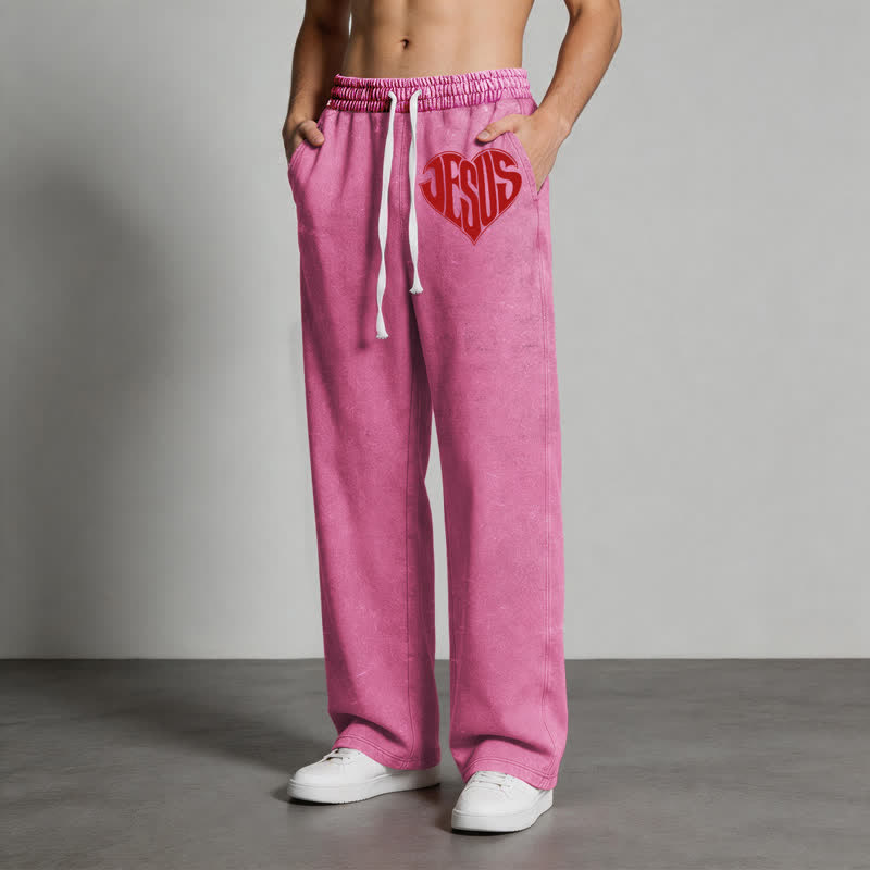 Christianartworkshop Jesus Heart Relaxed Fit Washed Sweatpants - image 44