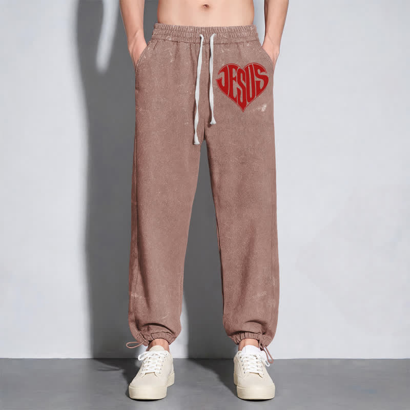 Christianartworkshop Jesus Heart Relaxed Fit Washed Sweatpants - image 38