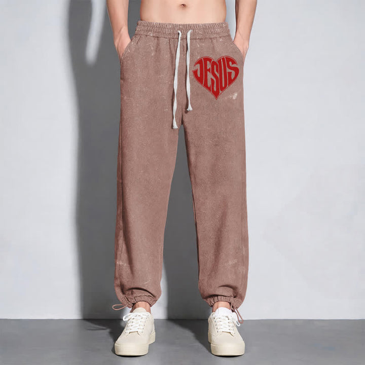 Christianartworkshop Jesus Heart Relaxed Fit Washed Sweatpants - image 38