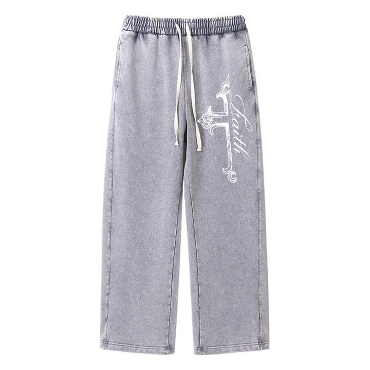 Christianartworkshop Walk By Faith Ornate Cross Washed Sweatpants - Grey - 2XL - image 16
