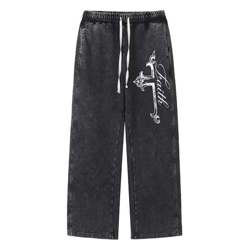 Christianartworkshop Walk By Faith Ornate Cross Washed Sweatpants - Black - 2XL - image 8