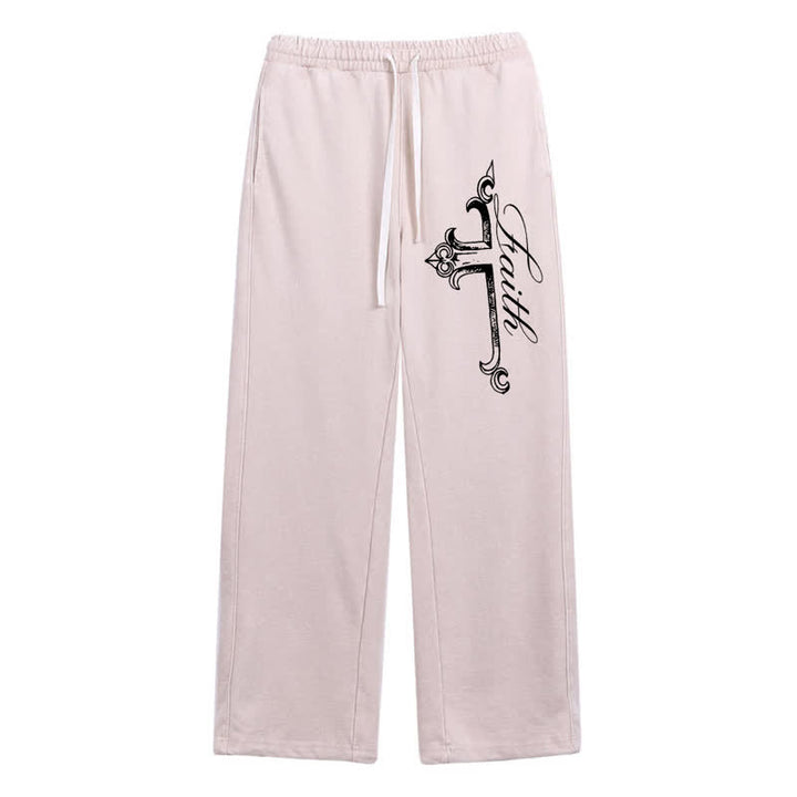 Christianartworkshop Walk By Faith Ornate Cross Washed Sweatpants - Beige - 2XL - image 0