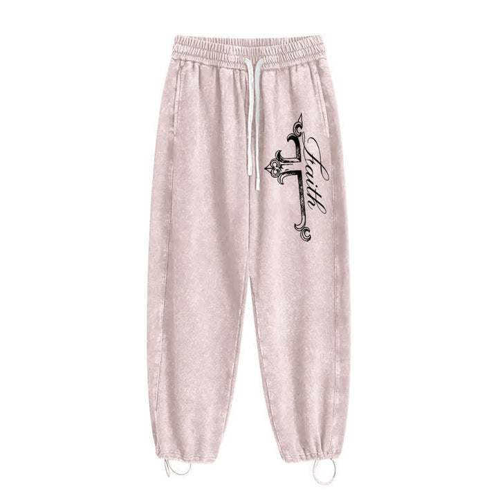 Christianartworkshop Walk By Faith Ornate Cross Washed Sweatpants - image 2