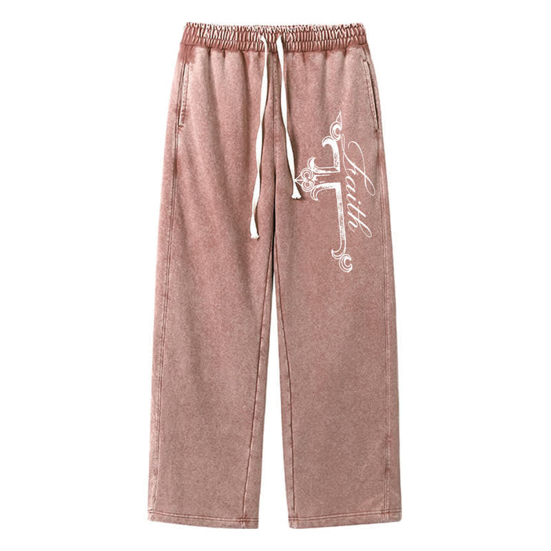 Christianartworkshop Walk By Faith Ornate Cross Washed Sweatpants - Brown - 2XL - image 32
