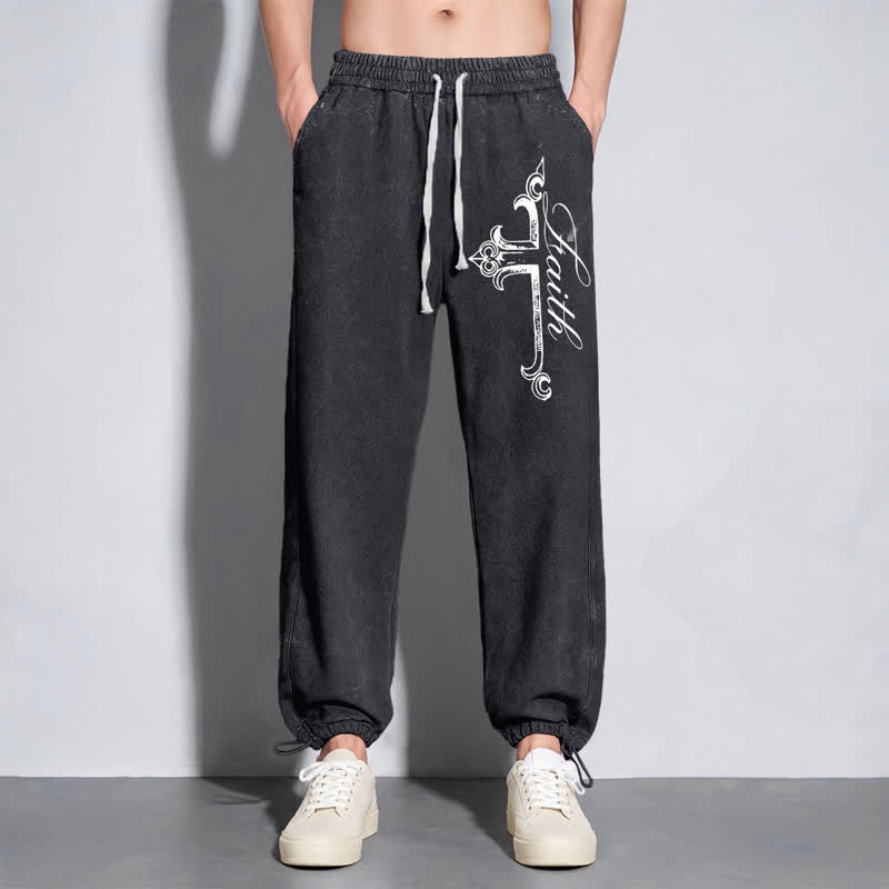 Christianartworkshop Walk By Faith Ornate Cross Washed Sweatpants - image 14