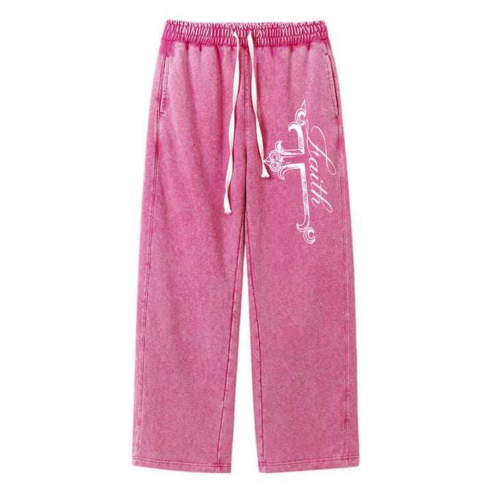 Christianartworkshop Walk By Faith Ornate Cross Washed Sweatpants - Pink - 2XL - image 40