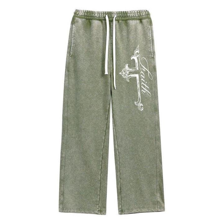 Christianartworkshop Walk By Faith Ornate Cross Washed Sweatpants - Green - 2XL - image 24