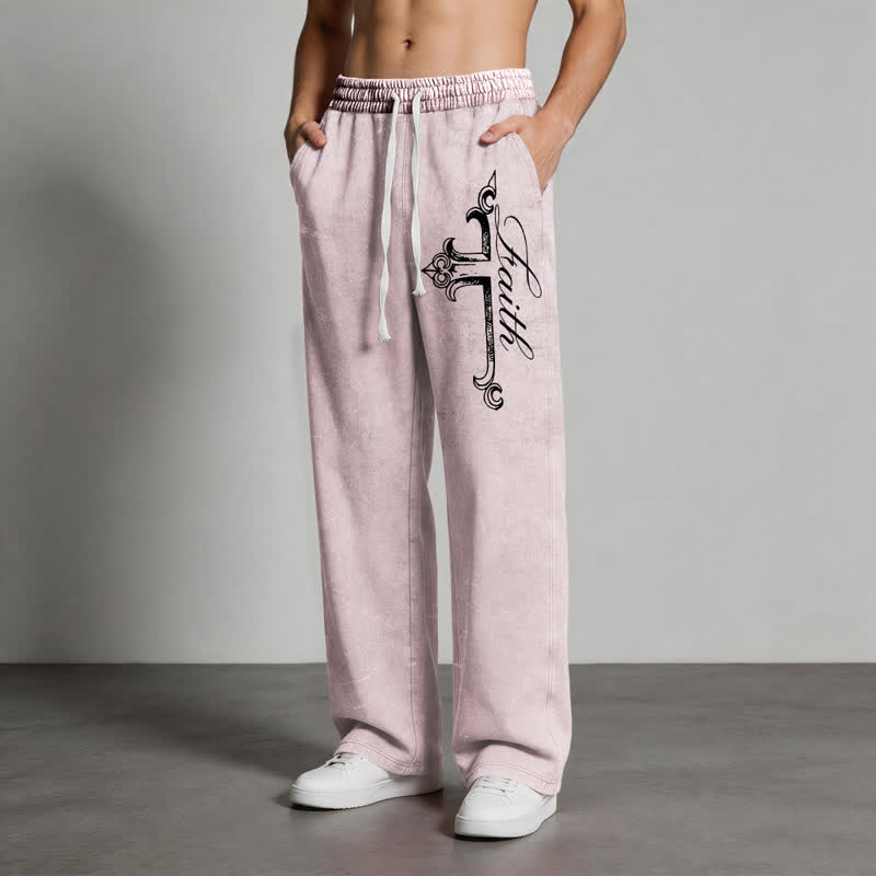 Christianartworkshop Walk By Faith Ornate Cross Washed Sweatpants - image 4