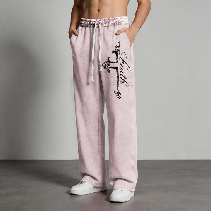 Christianartworkshop Walk By Faith Ornate Cross Washed Sweatpants - image 4