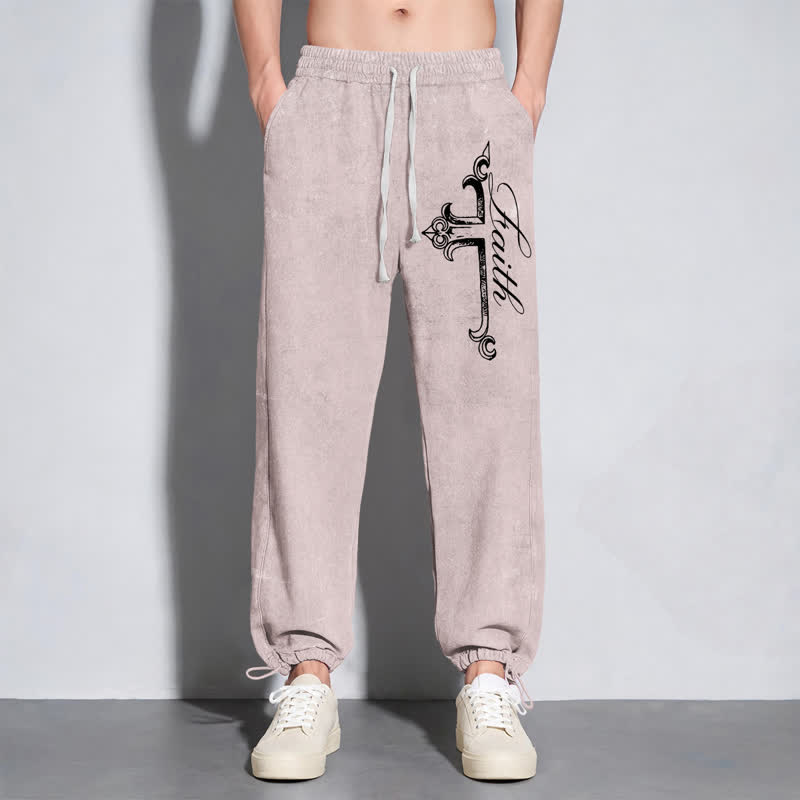 Christianartworkshop Walk By Faith Ornate Cross Washed Sweatpants - image 6
