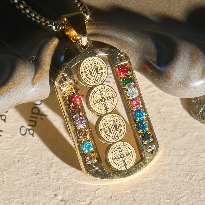 FREE Today: Polished St. Benedict Medallion Necklace: Token Of Soothing Daily Spiritual Calm - Golden - image 3