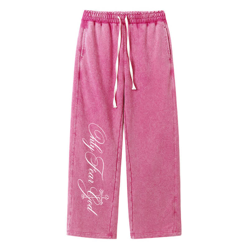 Christianartworkshop Walk By Faith Cross Script Washed Sweatpants - Pink - 2XL - image 40