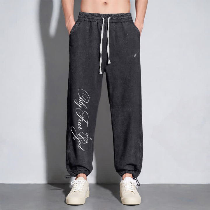 Christianartworkshop Walk By Faith Cross Script Washed Sweatpants - image 6