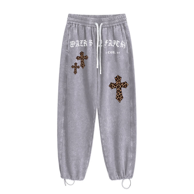 Christianartworkshop Walk By Faith Leopard Cross Blush Washed Sweatpants - image 18