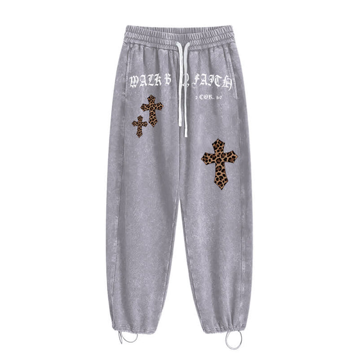 Christianartworkshop Walk By Faith Leopard Cross Blush Washed Sweatpants - image 18