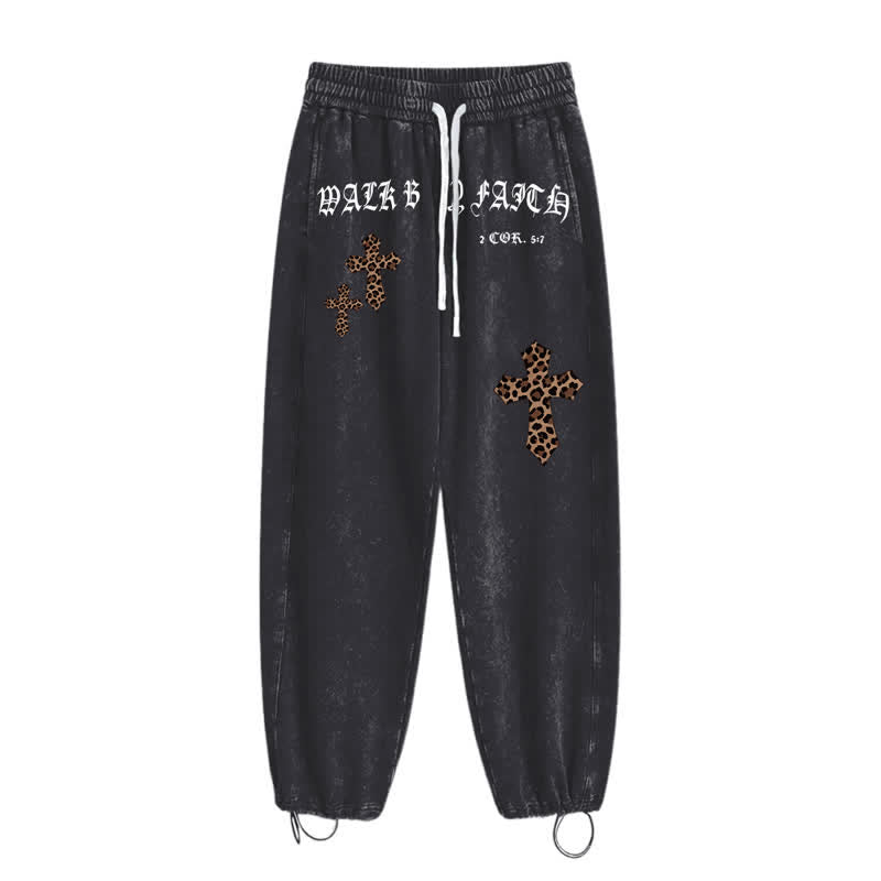 Christianartworkshop Walk By Faith Leopard Cross Blush Washed Sweatpants - image 10