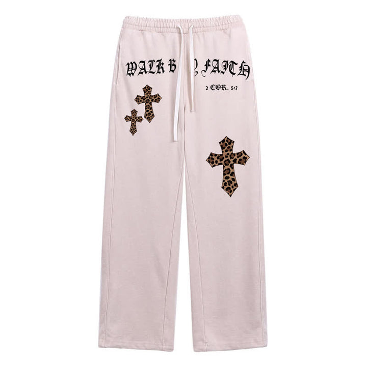 Christianartworkshop Walk By Faith Leopard Cross Blush Washed Sweatpants - Beige - 2XL - image 0