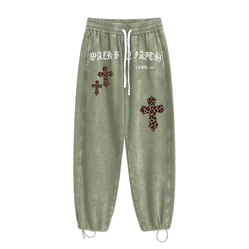 Christianartworkshop Walk By Faith Leopard Cross Blush Washed Sweatpants - image 26