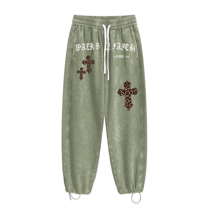 Christianartworkshop Walk By Faith Leopard Cross Blush Washed Sweatpants - image 26