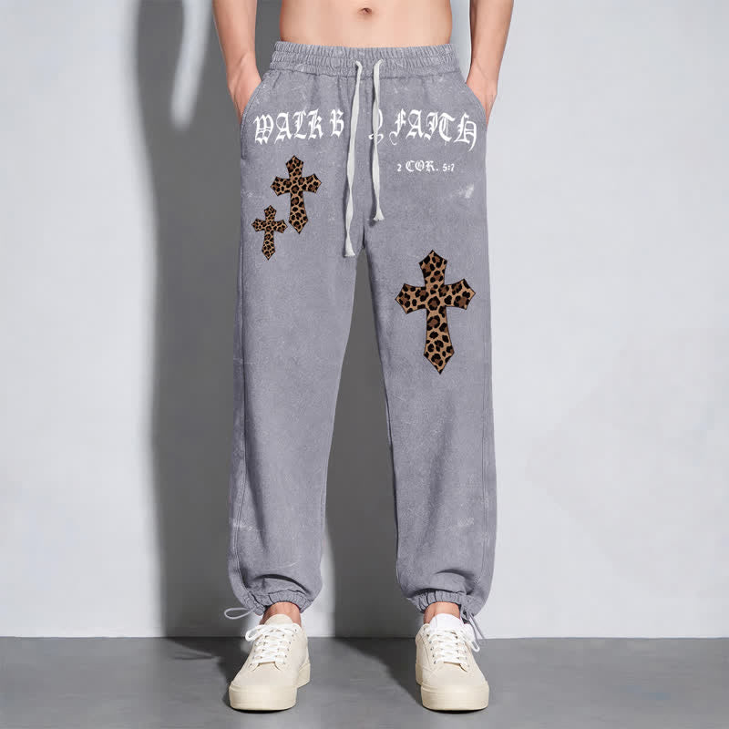Christianartworkshop Walk By Faith Leopard Cross Blush Washed Sweatpants - image 22