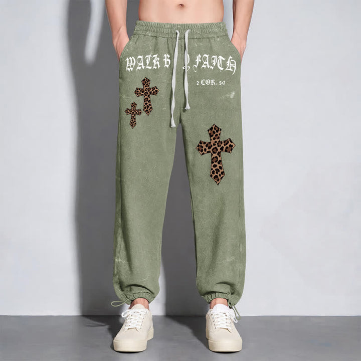 Christianartworkshop Walk By Faith Leopard Cross Blush Washed Sweatpants - image 30