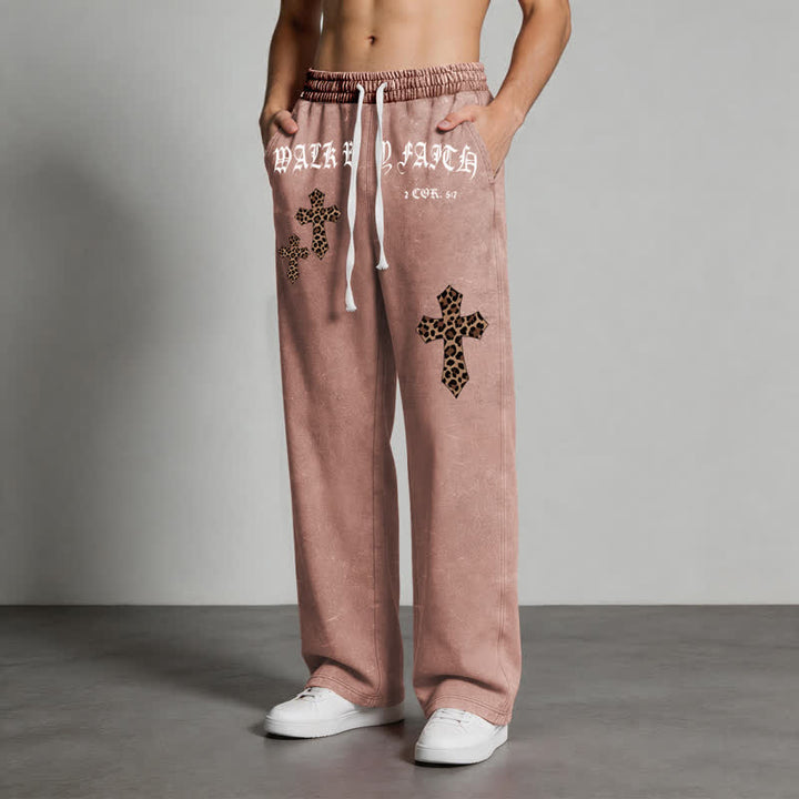 Christianartworkshop Walk By Faith Leopard Cross Blush Washed Sweatpants - image 44