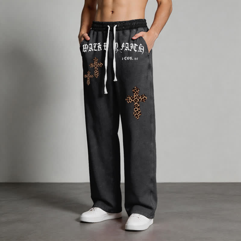 Christianartworkshop Walk By Faith Leopard Cross Blush Washed Sweatpants - image 14