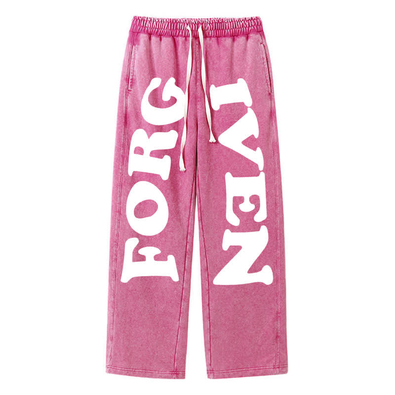 Christianartworkshop Forgiven Statement Wide Leg Washed Sweatpants - Pink - 2XL - image 40