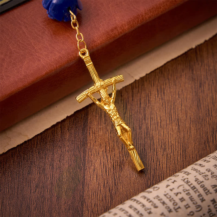 FREE Today: Heavenly Royal Blue Rose Pink Glass Rosary with Holy Spirit Heart & Crucifix - image 8