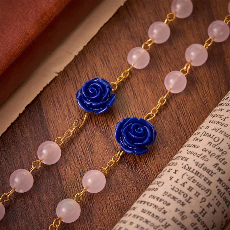 FREE Today: Heavenly Royal Blue Rose Pink Glass Rosary with Holy Spirit Heart & Crucifix - image 6