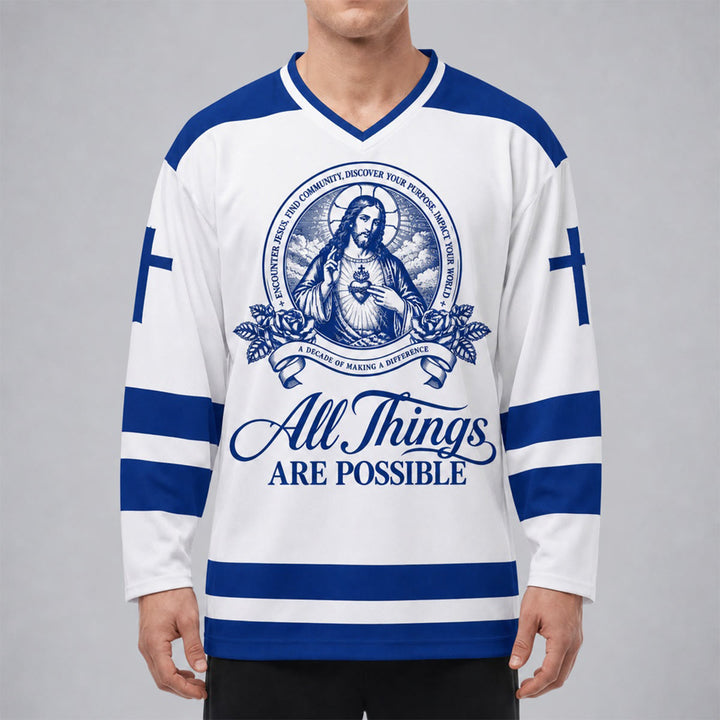 Christianartworkshop All Things Are Possible Jesus Icon Hockey Jersey - image 3