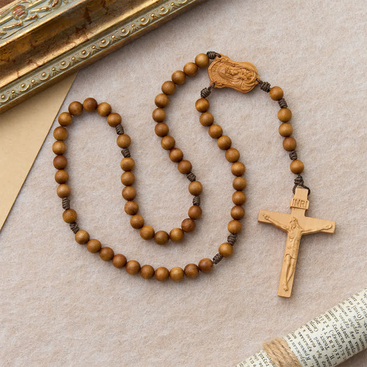 Christianartworkshop Natural Timber Prayer Rosary & Madonna and Child Motif: Token of Abiding Divine Warmth - image 15